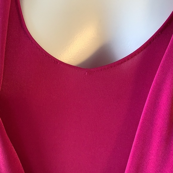 WHY Plus Size 21/22 Pink Beaded Shoulder Drop Waist Long Sleeve Evening Dress - Picture 11 of 12